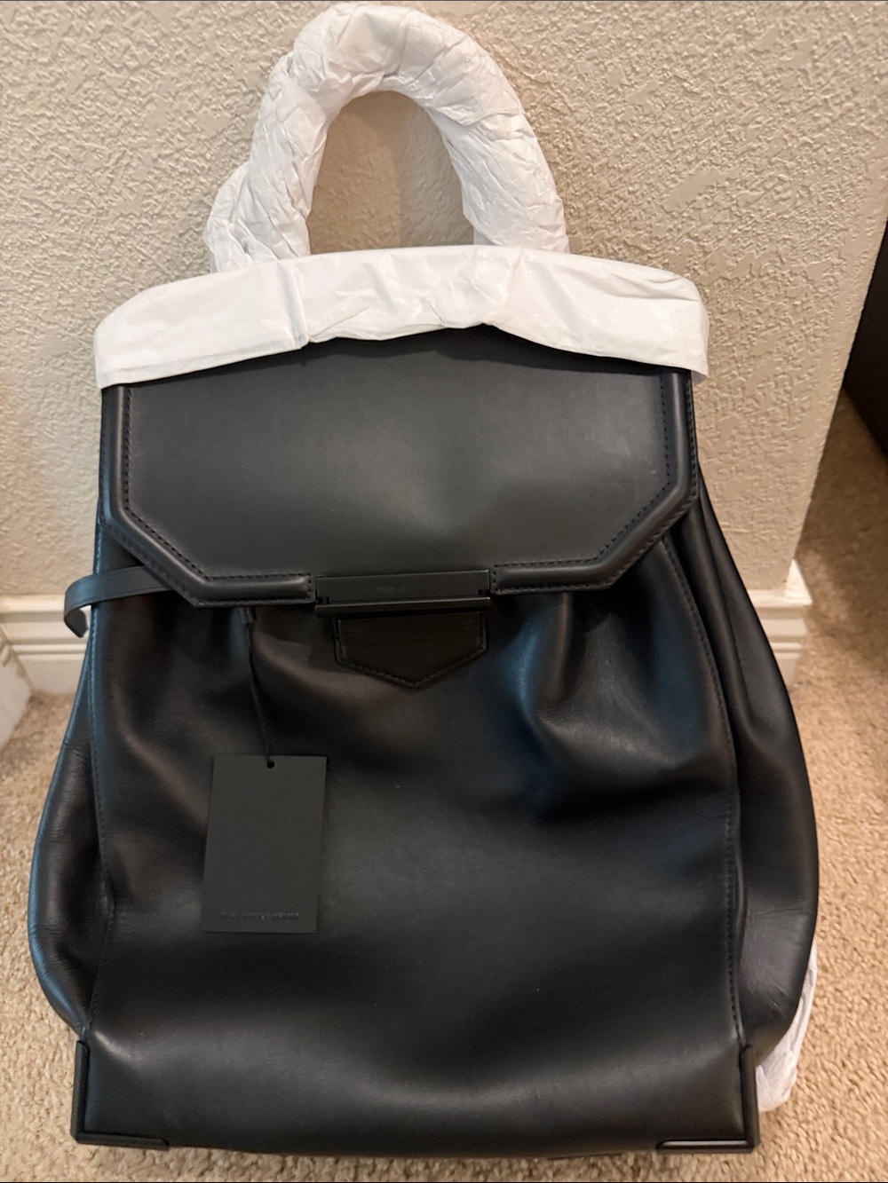 New Alexander Wang Black Structured Leather Backpack